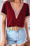 Casual Loose Blouse Women V-Neck Streetwear Shirt 2023Summer Fashion Basic Top Women Party Clothing Shirt