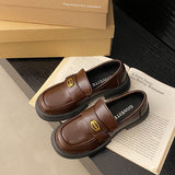 Cake Bottom Large Small Leather Shoes 2025 Spring New British Wind Happy Shoes One Foot Shallow Mouth Round Head Single Shoes