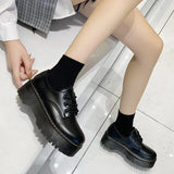 Zingj Celebrity With The Same Jk Soft Sister Black Small Leather Shoes Female Autumn British Wind Round Head With Thick Platform Martin Single