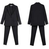 Pants Suits OL 2 Piece Set for Women Business Interview Uniform Blazer & Pencil Pants Office Lady