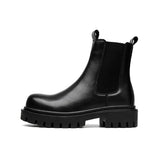 2025 New Black High Top Middle Cylinder British Wind Round Head Set Foot Men's Fashion Overalls Martin
