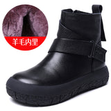 Wool Women's Boots Head Layer Of Cowhers Retro Leisure Cotton Boots Autumn And Winter New Warm Flat Bottom Soft Bottom Boots