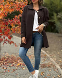 Autumn And Winter New Women's Collar Solid Color Casual Bow Hair Coat Women's