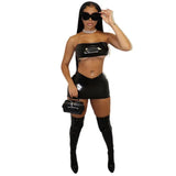 Zingj Women's Summer 2024 Sexy Strapless Crop Low Fanny Pack Hip Skirt Suit Women's