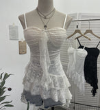 Shoot Sweet Spice Girls Irregular Lotus Side With Chest Pad Sling Vest Sexy Lace Sleeveless Top