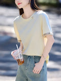 Cream-Colored Top 25 Years Of Summer New Commute Fashion Design Lace Splicing Loose T-Shirt