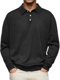 Explosion Autumn And Winter Ji Dejong Long Sleeve V-Neck Button Men's Casual Shirt Polo