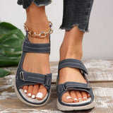 Asia Large-Size Magic Sticker Sports Wind Thick-Soled Sandals Women One Word Toe Beach Cool Drag