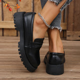 Wind Small Leather Shoes Women 2025 Spring And Summer Coarse Heel Leuff Shoes Pine Cake Thick Bottom Shallow Single Shoes Women