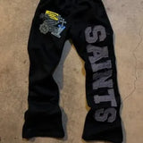 Popular SAINTS Series Printed Young Casual Broad Leg Trousers