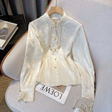 Chinese Retro Buckle Shirt Women Autumn And Winter Densified Acetic Acid High-Ende (State) To Improve The National Style Collar
