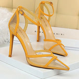 Shoes 2022 Spring Women Pumps High Heels Black Sexy Party Shoes Mesh Hollow Stiletto Heels Sandals Ladies Shoes Size