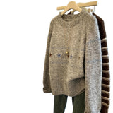 Horn Buckle Sweater Cardigan Women's Autumn And Winter Korean Loose Lazy Wind Embroidered Jakore Knitwear