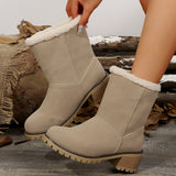 Short Boots Women's Boots Thick And High Heel Snow Boots Large Cotton