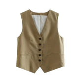 Autumn Style New Style Tooling Style Solid Color Slim Vest Shorts Leisure