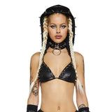 Rock Style Rivet Triangle Hooded Hooded Hooded Hot Babes Punk Leather-Back T-Tie