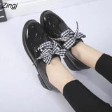 Fashion Spring & Autumn Oxford Flats Woman Loafers Shoes Femme New Patent Leather Shoes Woman Casual Riband Women's
