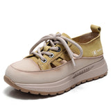 Layer Of Cowhede Thick-Soled Shoes Women 2025 Spring And Summer New Comfortable Casual Shoes Hollow