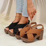 New Summer High-Heeled Waterproof Table Women's Shoes Large-Size Coarse Cross With Fashion Casual