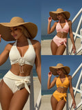 2025 New Small Fresh Shell Beach Special Fabric High-Waisted Split Swimsuit