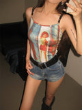 2024 New Retro Fashion Printing Foundation Hanging Neck Slings Hot Girls Pure Desire To Put On The