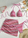 2024 New Embroidery Grading Three-Piece Swimsuit