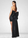 High-End Women's Black Sexy Folding Bag With A Thoracic Dress Can Be Removed With A Bow Trim