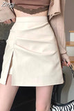 Waisted Skirts Women Fall Retro Ulzzang Slim All-match Faldas Friends Office Lady Clothing Simple Pure Party Mini