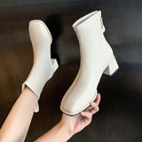Head Thick And Short Boots Women's Shoes Senior Spring And Autumn With Low Cylinder Elastic Lean Women's Boots English Style Fashion Short