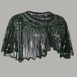 1920s Flapper Shawl Sequin Beaded Short Cape Beaded Decoration Gatsby Party Mesh Short Cover Up Dress