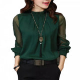 Spring And Summer New Lace Chiffon Coat Large Size Women's Mesh Yarn Leaf Side Long-Sleeved Bottom Shirt