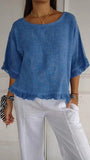 Summer New Solid Color Lotus Leaf Side T-Shirt Women's Leisure Short-Sleeved