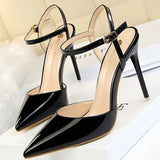 Shoes Fashion Sandals Women 2022 Patent Leather High Heels Women Sandals Summer Heeled Sandals Pointed Toe Women