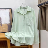 Loose Feeling Loose Lanky Long-Sleeved Shirt Women's Spring And Autumn Design Sense Of Small Casual Chic Outside Folding