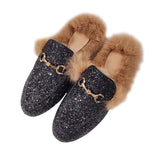 Rabbit Plus Plus Plush Bag Head Half Slippers Female Flat Base Lazy Outside Wearing Muller Shoes Size