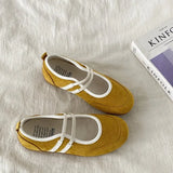 Version Of The Color Double Bouquet Single Shoe 2025 Autumn New Retro Round Head Mary Jane Shoes Flat Bottom Shallow Casual