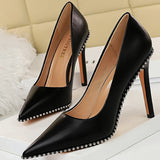 Shoes Rivet Woman Pumps 2021 New High Heels Stiletto Pu Leather Women Heels Sexy Party Shoes Female Heel Plus Size
