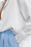 Cuffs Elegant Women Shirts 2023 Satin Spring Fashion Button Down Blouse Long Sleeves Loose Turndown Collar Tops