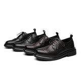2025 New Men's Daily Thick Platform Black Low Bang British Business Wear Shoe