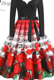 Women Long Sleeve Winter Vintage Dresses Sexy Black Music Note Print V-neck Rockabilly Pin up Party Dress Vestidos Plus