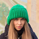 Zingj Wool Hat Female Autumn And Winter Personality Knitting Hem Warm Lash Knit