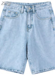 Waist Knee Length Women Jean Shorts Streetwear Hip Hop Denim Shorts Harajuku Baggy Wide Leg Short Pants Female 2023