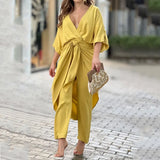 Women's Wear Ins With V-Neck Temperament Long-Sleeved Fashion Suit Women's Two-Piece Set