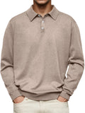 Explosion Autumn And Winter Ji Dejong Long Sleeve V-Neck Button Men's Casual Shirt Polo