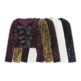 New Fashion Temperament Women's Long-Sleeved Bow Decorated With A Glide Coat