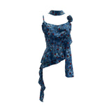Irregular Lotus Leaf Edge Ribbon Ribbon Sling Sling Waist Neck Tie With Short Top