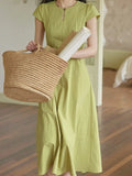 Red Design Sense Of A Small Gentle And Comfortable French Buckle Round Neck-Up Dress Temperament Thin