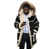 Men's Bag Youth Solid Color Splicing Casual Repair Hooded Winter