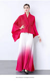 Gradient Suit Women's Autumn And Winter Loose Strap To Close Waist Pressure Folding Top + High Waist 100 Folded