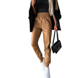 Zingj Trend Locomotive Wind 22 Years Autumn And Winter Style Collect Waist Casual Fashion Leather Pants Women